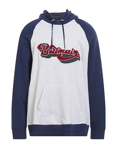 BALMAIN Hooded track jacket  Navy blue 100% Cotton, Elastane