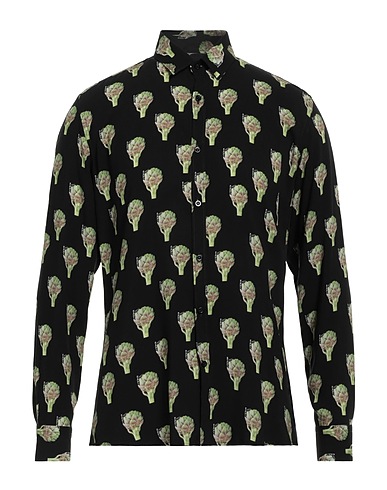 DANIELE ALESSANDRINI HOMME Patterned shirt Black 100% Viscose