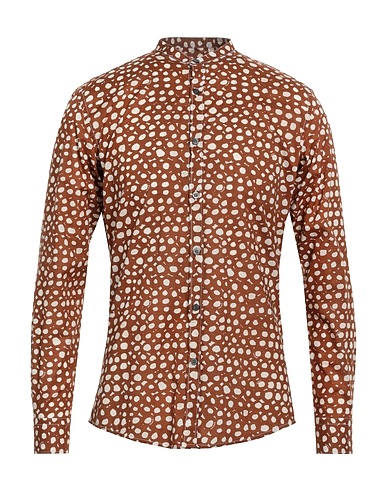 DANIELE ALESSANDRINI HOMME Patterned shirt Brown 100% Cotton