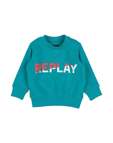 REPLAY & SONS Felpa VERDE PETROLIO 100% Cotone