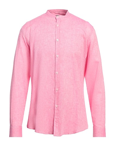 DANIELE ALESSANDRINI HOMME Linen shirt Pink 55% Linen, 45% Cotton