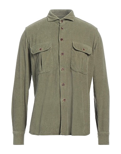 BORRIELLO NAPOLI Solid colour shirt Military green 100% Cotton