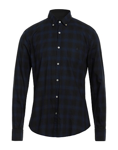 BROOKSFIELD Checked shirt Midnight blue 100% Cotton