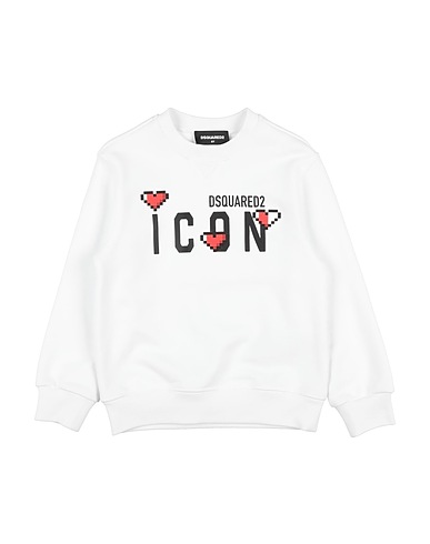 DSQUARED2 트레이닝 상의 화이트 100% 코튼, 엘라스테인, 실리콘