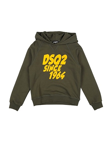 DSQUARED2 Hooded track jacket  Military green 100% Cotton, Elastane