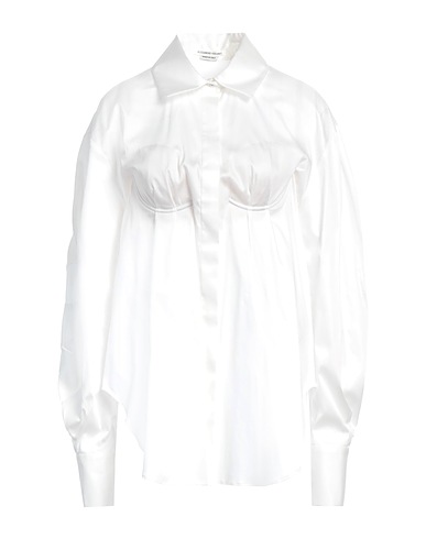 ALESSANDRO VIGILANTE Solid colour shirts & blouses White 97% Cotton, 3% Elastane