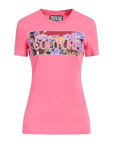 VERSACE JEANS COUTURE T-shirt Pink 95% Cotton, 5% Elastane