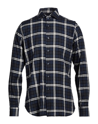 MARTIN CALDWELL Checked shirt Midnight blue 100% Cotton