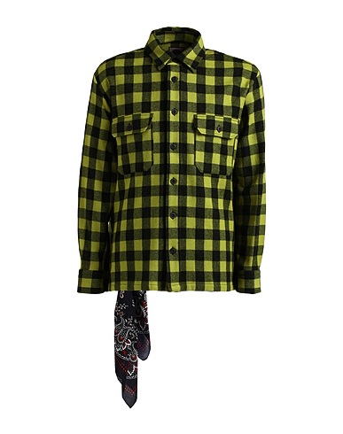 DESTIN Checked shirt Lime green 75% Wool, 25% Cashmere
