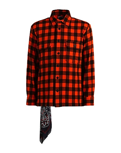 DESTIN Checked shirt Rust 75% Wool, 25% Cashmere