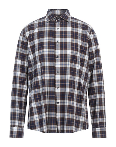 LUXURY Camicia a quadri Cioccolato 100% Cotone