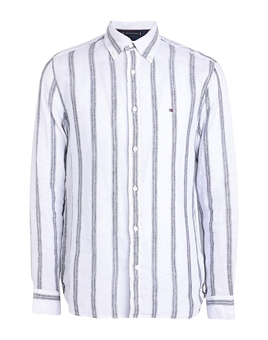 TOMMY HILFIGER Camicia a righe Bianco 100% Lino
