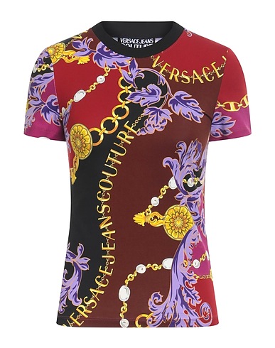 VERSACE JEANS COUTURE TOPS & TEES Brick 87% Cotton, 13% Elastane