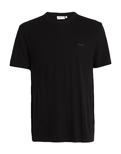 CALVIN KLEIN Basic T-Shirt Black 75% Cotton, 25% Linen
