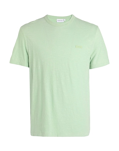 CALVIN KLEIN T-shirt Verde chiaro 75% Cotone, 25% Lino