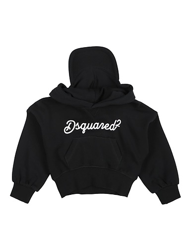 DSQUARED2 Hooded track jacket  Black 100% Cotton, Elastane