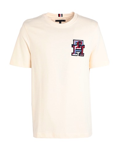 TOMMY HILFIGER T-shirt Panna 100% Cotone