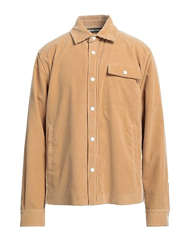 PALM ANGELS Solid color shirt Sand 100% Cotton