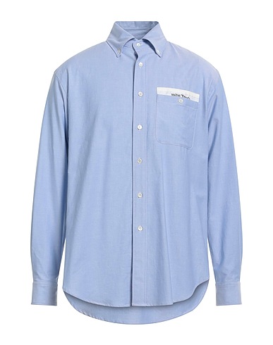 PALM ANGELS Solid colour shirt Azure 100% Cotton