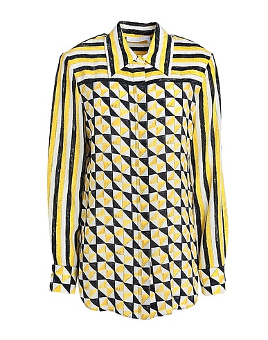 CHLOÉ Patterned shirts & blouses Yellow 100% Silk, Mother-of-pearl