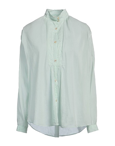 FORTE_FORTE Solid color shirts & blouses Light green 70% Cotton, 30% Silk