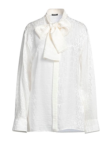 VERSACE Patterned shirts & blouses White 67% Viscose, 33% Silk
