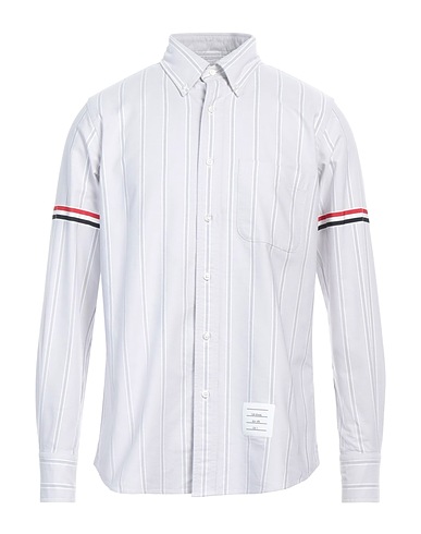 THOM BROWNE Striped shirt Light grey 100% Cotton