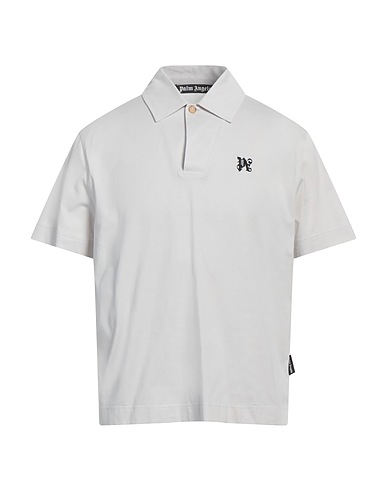 PALM ANGELS Polo shirt Light grey 100% Cotton, Polyester