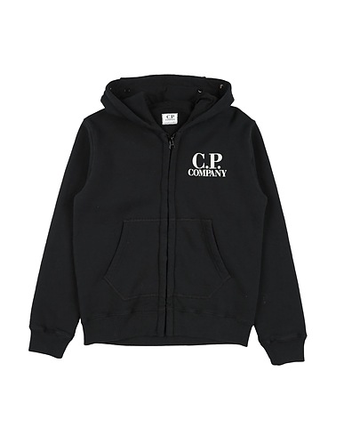C.P. COMPANY UNDERSIXTEEN Hooded track jacket  Black 100% Cotton