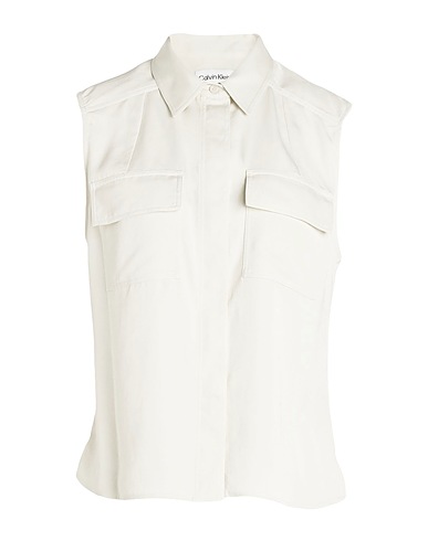 CALVIN KLEIN Solid colour shirts & blouses Ivory 100% Polyester