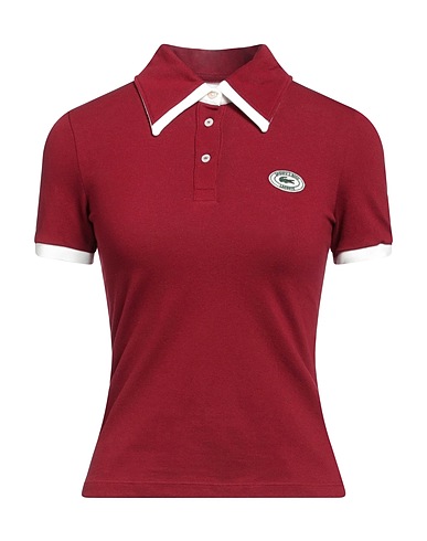 LACOSTE x SPORTY & RICH Polo shirt Burgundy 94% Cotton, 6% Elastane