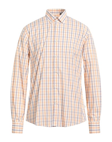 LIU •JO MAN Checked shirt Apricot 100% Cotton