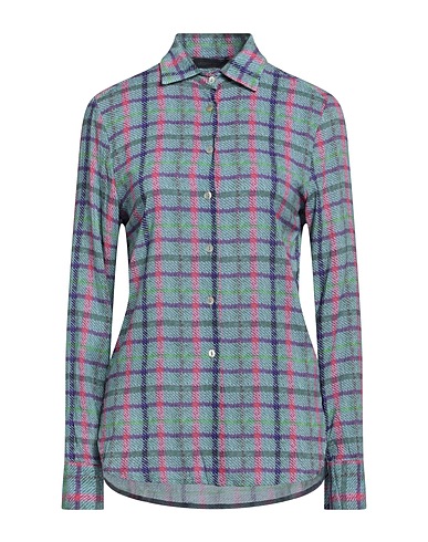ARCHIVI TESSILI Milano Camicia a quadri Blu chiaro 97% Viscosa, 3% Elastan