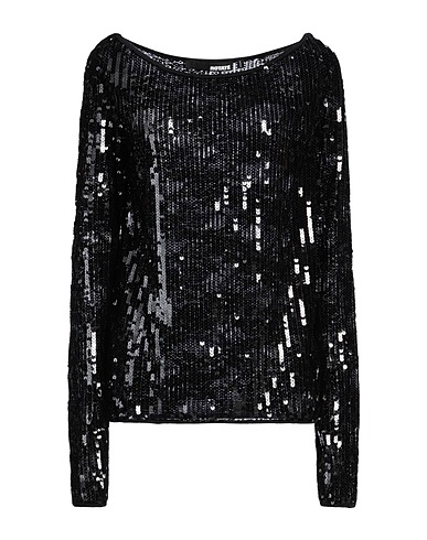 ROTATE BIRGER CHRISTENSEN Top Black 95% Polyester, 5% Elastane, Recycled polyester