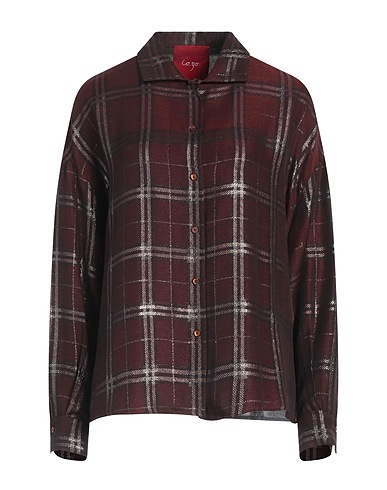 CO.GO Checked shirt Dark brown 57% Acetate, 38% Viscose, 5% Metallic Polyester