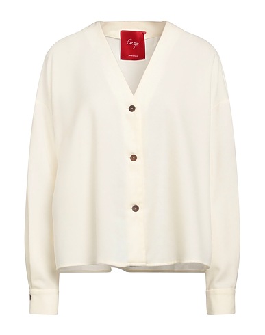 CO.GO Solid colour shirts & blouses Cream 98% Virgin Wool, 2% Elastane