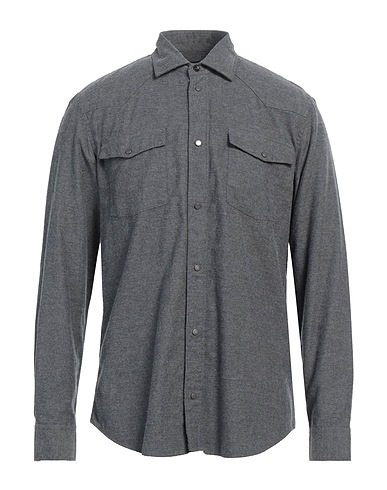 DONDUP Solid color shirt Grey 95% Cotton, 5% Cashmere