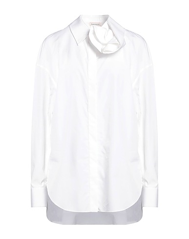 MCQUEEN Solid colour shirts & blouses White 100% Cotton