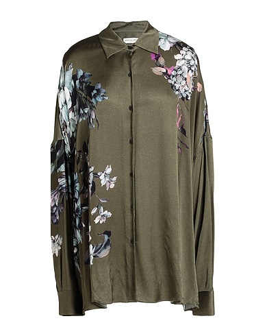 DRIES VAN NOTEN フローラル柄シャツ＆ブラウス ミリタリーグリーン レーヨン 100%