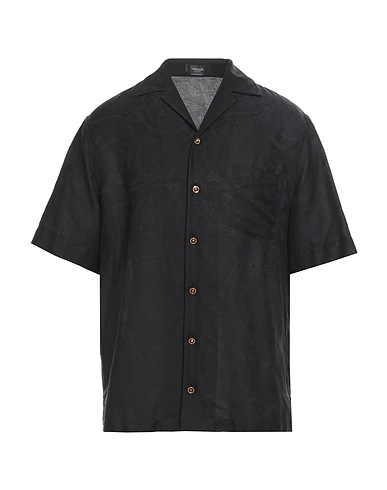 VERSACE Patterned shirt Black 67% Cotton, 33% Silk