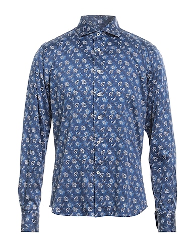 NINO CRISTIANI Patterned shirt Blue 100% Cotton