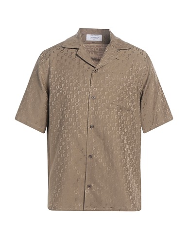 OFF-WHITE™ Patterned shirt Khaki 56% Silk, 44% Cotton