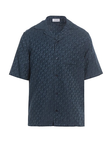 OFF-WHITE™ Patterned shirt Midnight blue 56% Silk, 44% Cotton