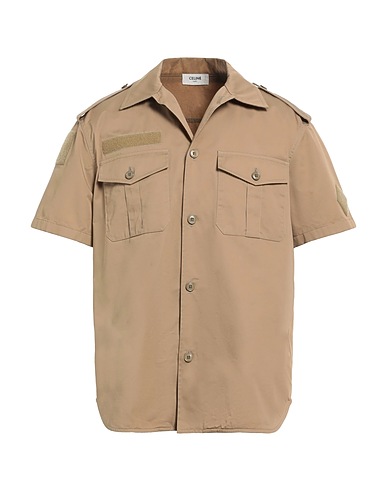 CELINE Solid colour shirt Camel 86% Cotton, 14% Linen