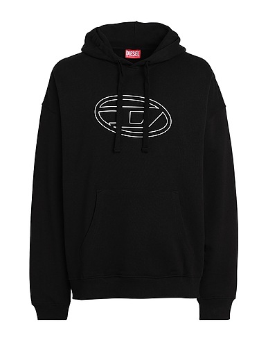 DIESEL Hooded track jacket  S-UMMER-BIGOVAL
 Black 100% Cotton