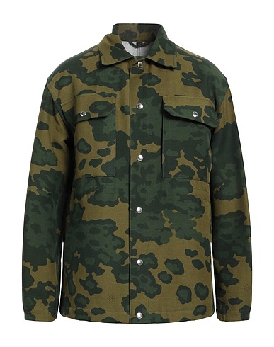 DUNHILL Patterned shirt Military green 80% Cotton, 20% Linen