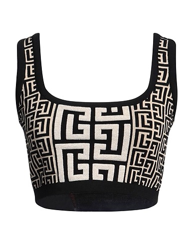 BALMAIN Top Black 51% Wool, 28% Viscose, 19% Polyamide, 2% Elastane