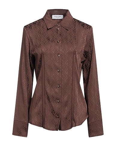 MARINE SERRE Solid colour shirts & blouses Dark brown 64% Acetate, 35% Viscose, 1% Elastane