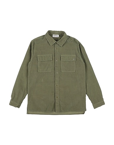 DONDUP Solid color shirt Military green 100% Cotton