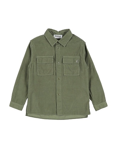 DONDUP Solid colour shirt Military green 100% Cotton